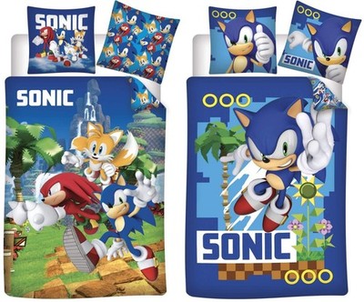 Sonic the Hedgehog 2 x Wende-Bettwäsche-Set 135x200 80x80 Baumwolle Gaming-Set