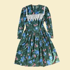 VTG Jessica McClintock Gunne Sax Floral/Lace 80s Prairie Cottage Dress Size 11