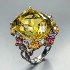 Handmade 32 ct+ Natural Lemon Quartz Ring 925 Sterling Silver Size 8 /R468906