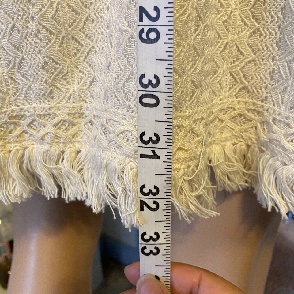 Vestido Art Class Niñas Talla XL 14/16 Encaje Manga Campana Marfil Flecos Cottagecore Foto 4 de 4