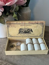 1800s J. & P. Coats - Best Six Cord Spool Cotton Thread White - Original Box