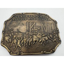 Vintage Central Union Pacific Railroad Co. Commemorative Belt Buckle 1976