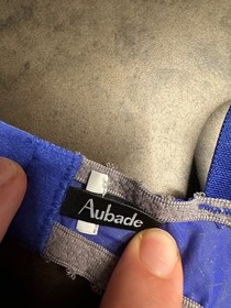 AUBADE LACE UNLINED UNDERWIRE BRA WOMENS 32B LACE UP TASSLE COQUETTE