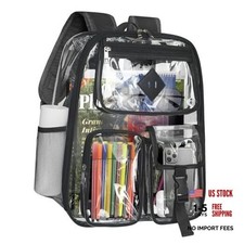 Clear Backpack Heavy Duty Large PVC Transparent See Through Backpacks Black