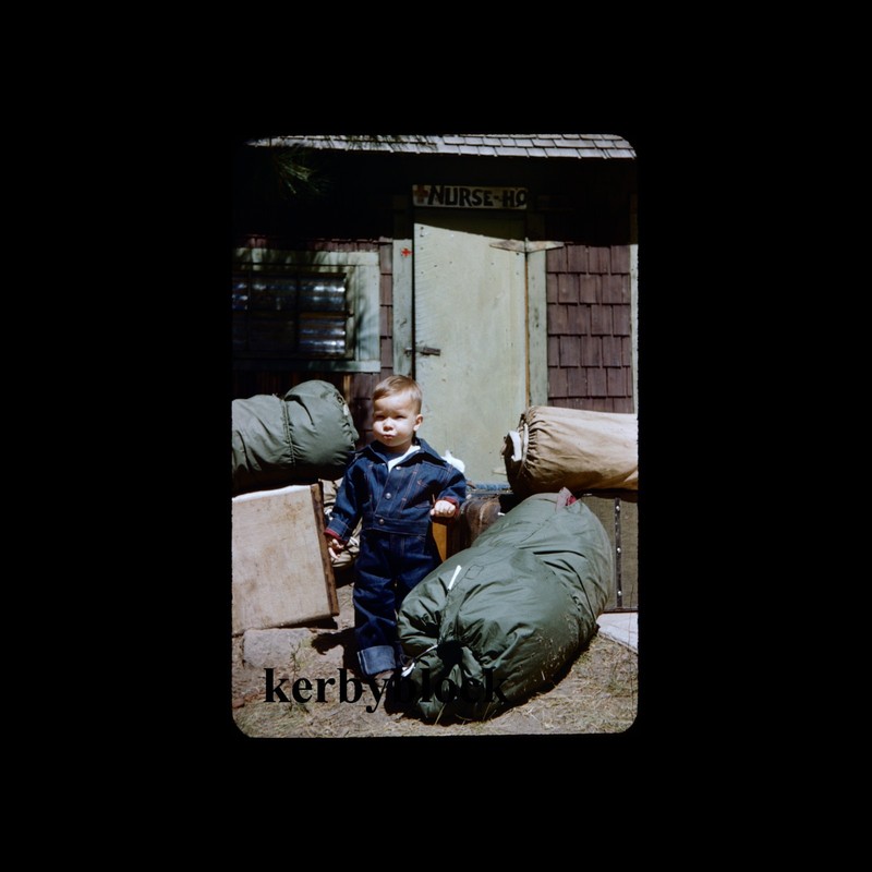2 Vintage 1950s Kodachrome Photo Slides 1950s Denim Boy Camping Gear Americana