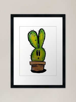 Cactus Bunny Framed Art Print Framed Wall Art Poster Canvas Print Picture