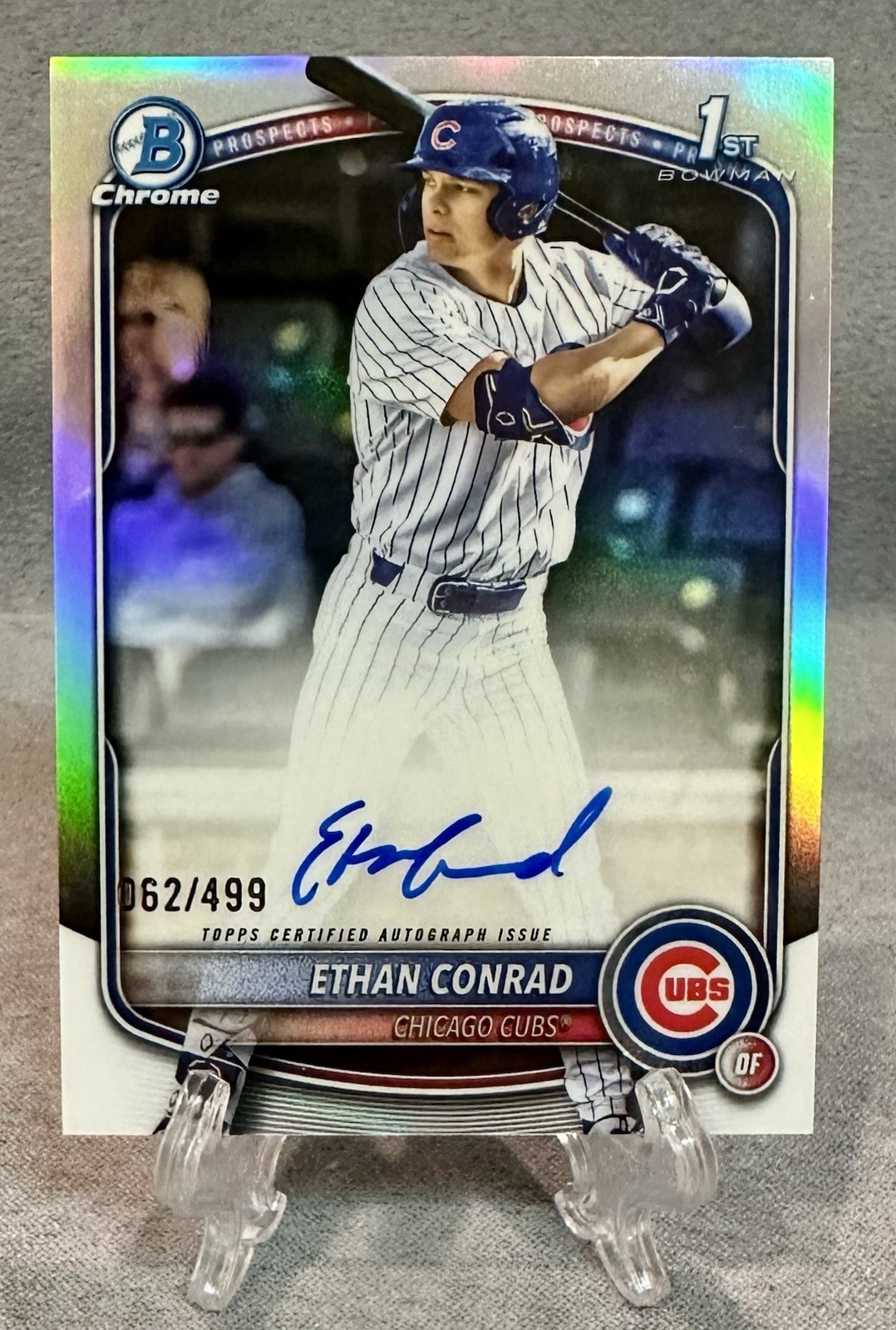2025 Bowman Draft Ethan Conrad Chrome Refractor Auto /499 Chicago Cubs 1st