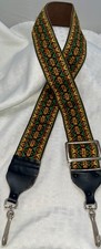 Retro Vintage 70s Wide Woven Hippie SLR DSLR Camera Yellow Green Neck Strap