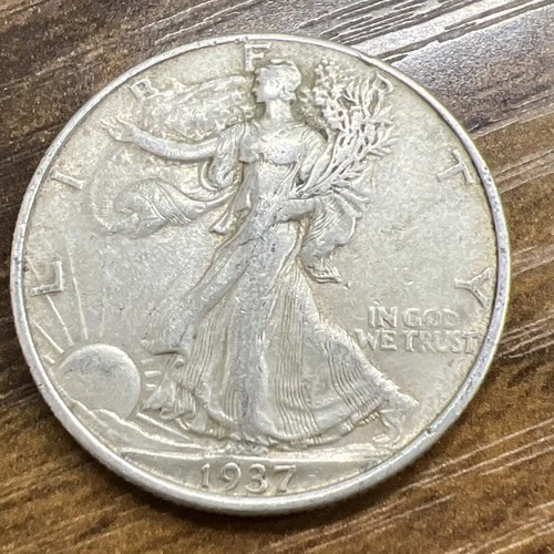 1937 Walking Liberty Half Dollar 50c Silver Actual Coin Good For Collection