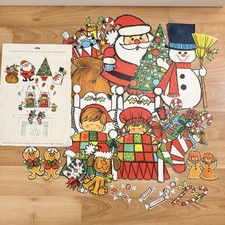 Vintage Christmas Paper Cutout Assorted Decor 13 Set of 23 PCS 1970s Santa Kids