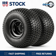 2 Pack 13x5.00-6 Riding Lawn Mower Rubber Pneumatic Tire Wheel 4 Lug Rim Black