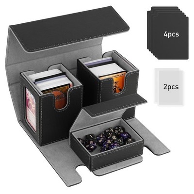 MTG Deck Box, Commander Deck Case Fits 200+ Double-Sleeved Cards, Magnetic Leath