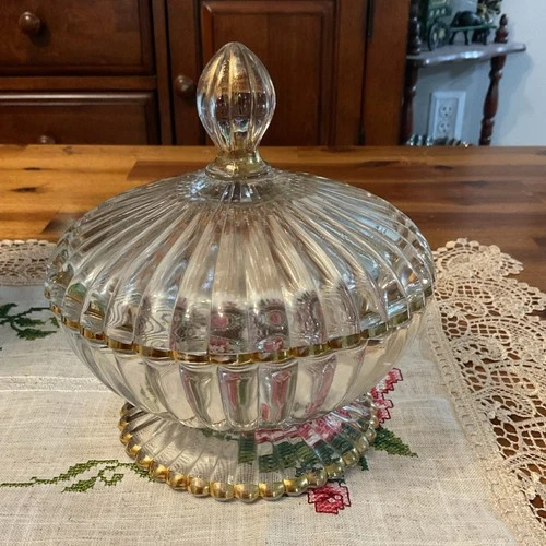 Jeanette glass covered candy dish