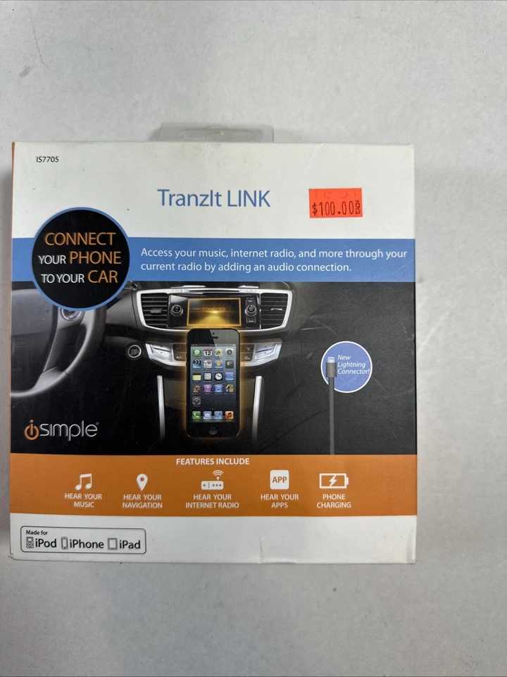 iSimple IS7705 Link Lightning Interface Adapter For FM Radios IPHONE Untested - Image 2 of 3