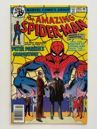 Amazing Spider-Man #185 (1978) White Dragon VF- 1" stain back cover