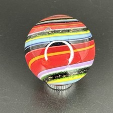 Contemporary Handmade Art Glass Marble 1.29" Multicolor Banded Spiral Swirl MIB