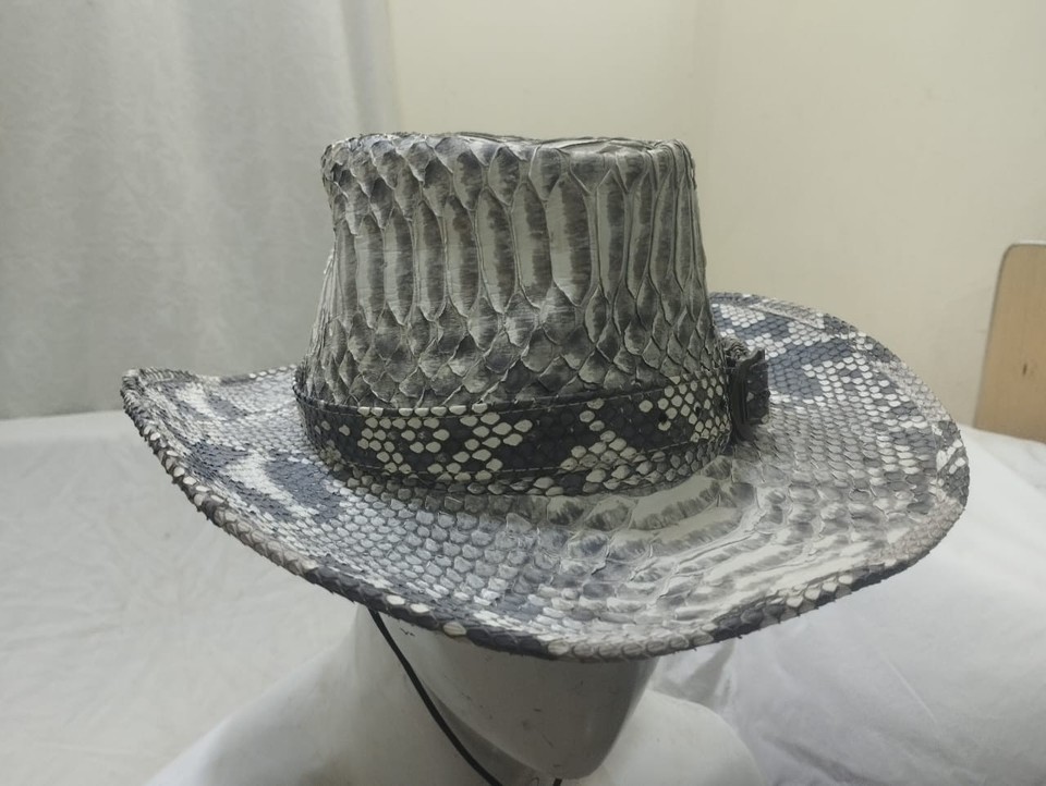 Genuine PYTHON HIDES Natural Python Skin Exotic Cowboy Hat Cap USA ...