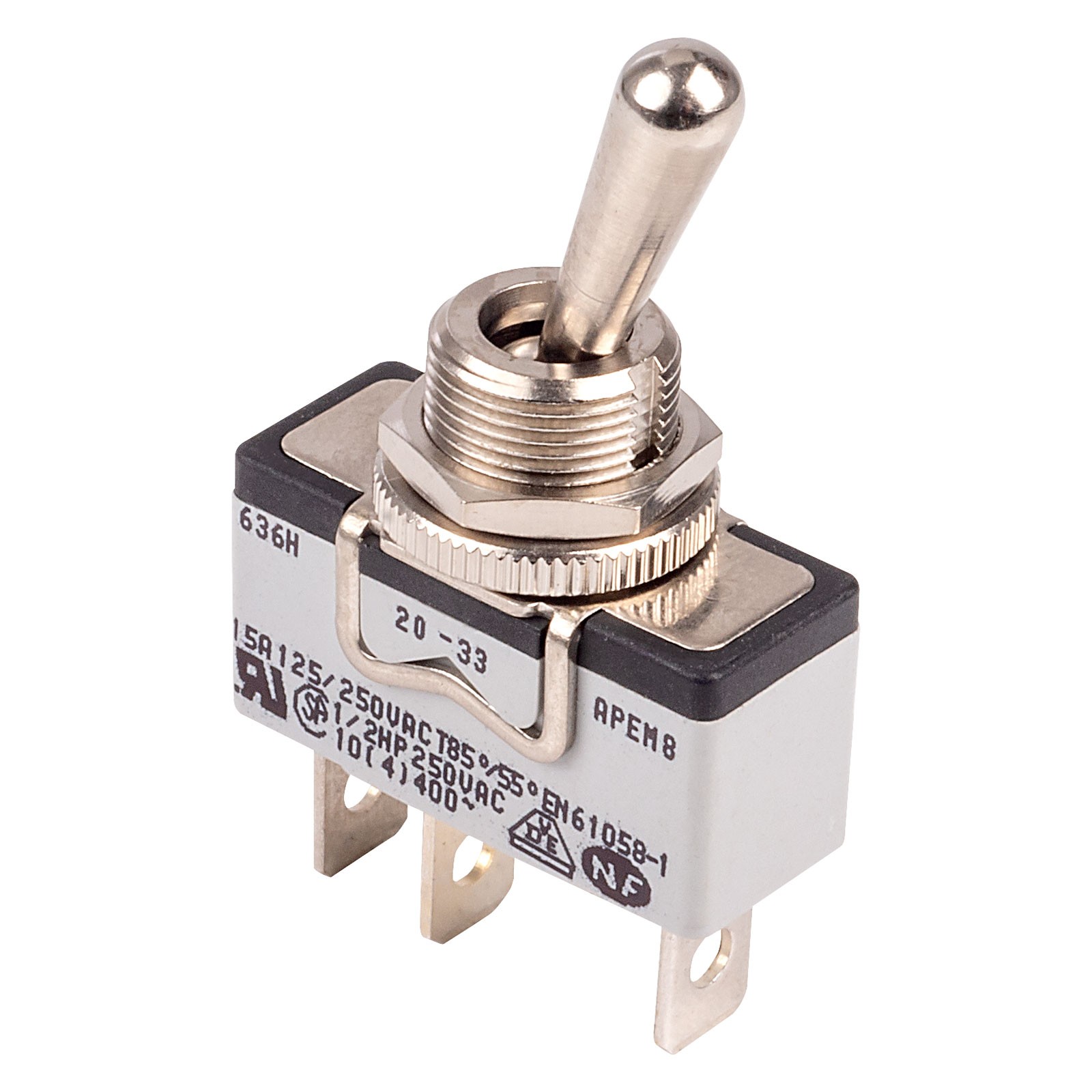 APEM Toggle Switch SPST On-On 250V 15A