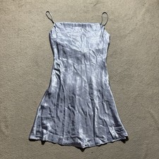 Fashion Nova Dress Womens Medium Blue Satin Casual Clinks Mini Pullover NEW