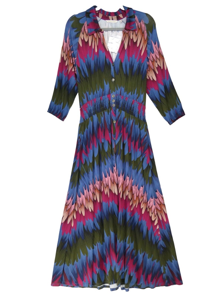 NWOT Soft Surroundings Midi Shirt Dress Women M Ancient Isle Jersey Colorfu  Boho | eBay