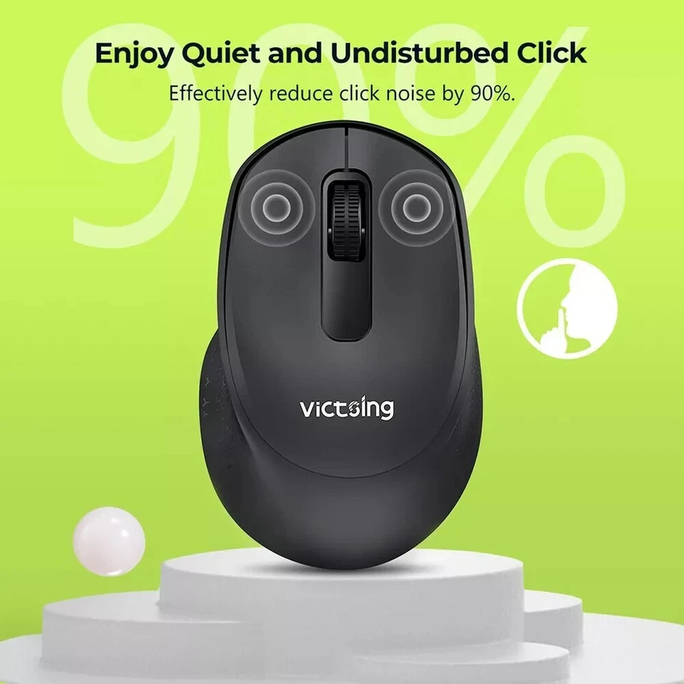 VicTsing USB Wireless Mouse Optical 2.4G Quiet Silent Click PC Laptop Computer - Image 2 of 4
