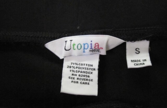 Utopia by HUE Side Laced Twill Skimmer Leggings  Black SIZE S UT19273H