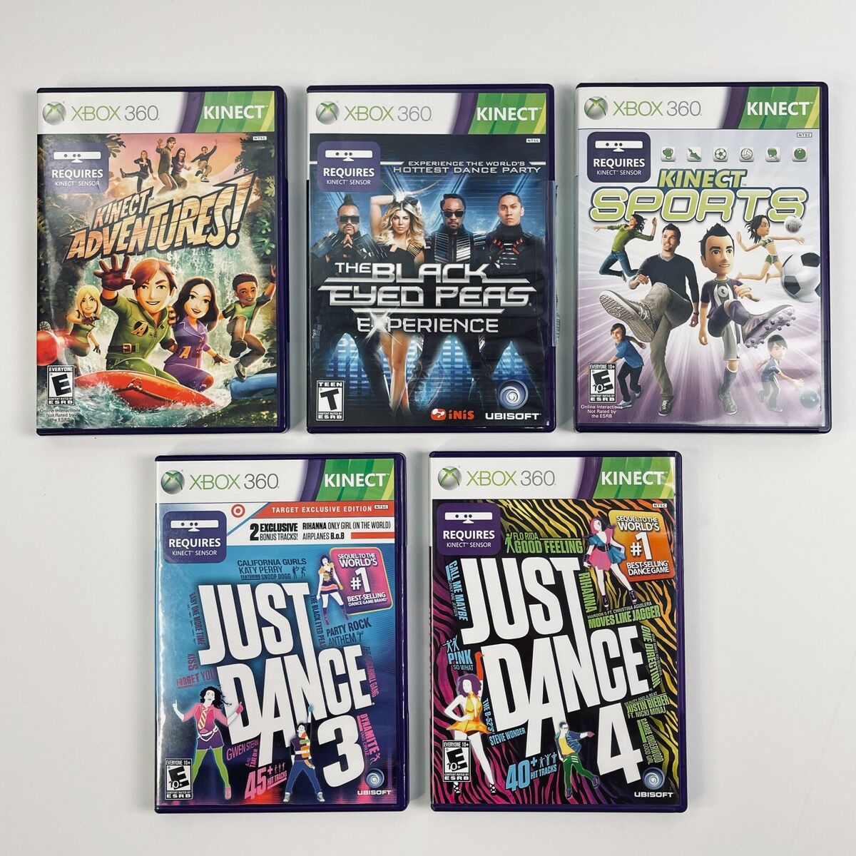 Lot of (2) XBOX 360 KINECT Games JUST DANCE 4 Kinect Adventures