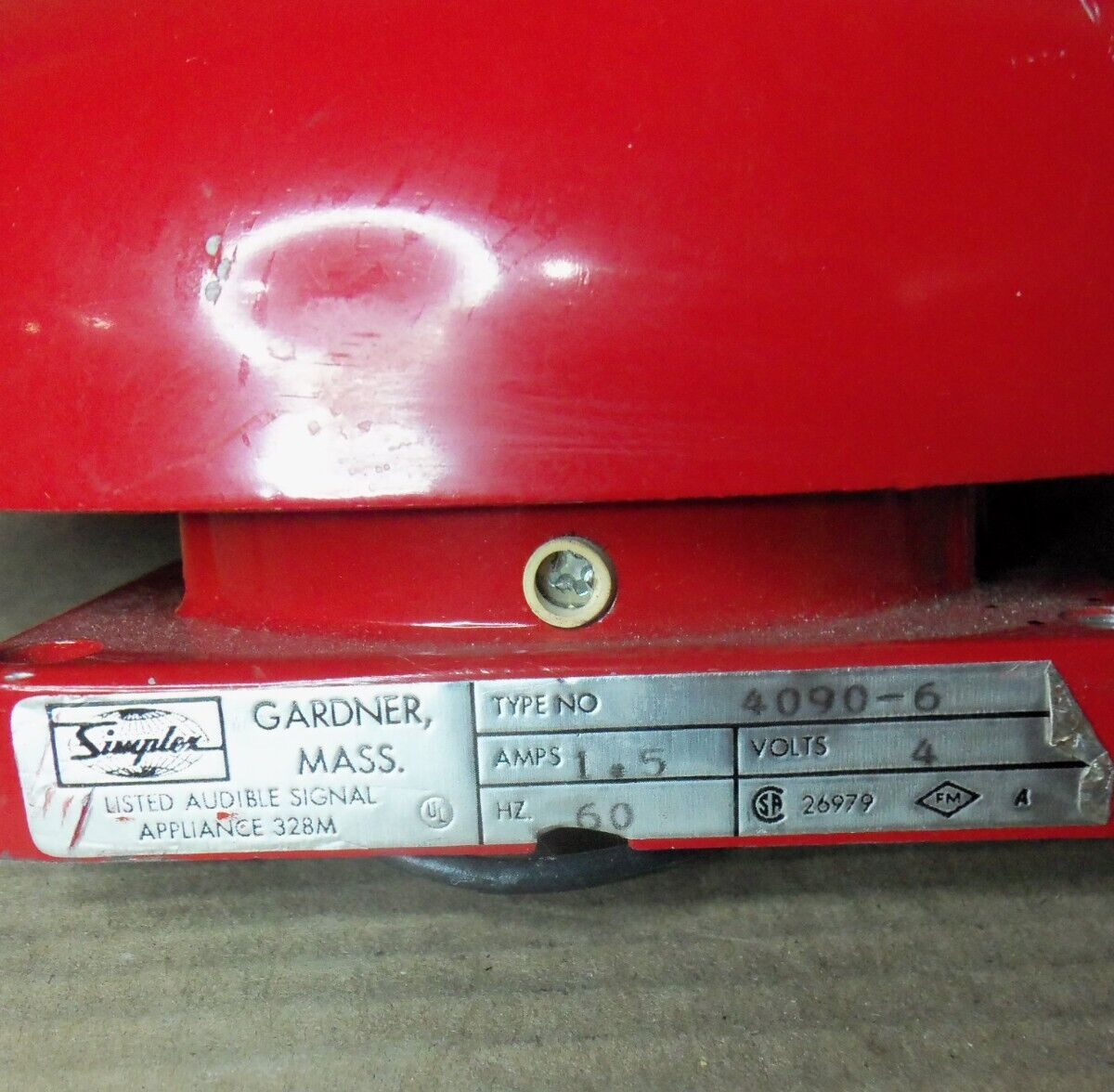 SIMPLEX 4090-6 FIRE BELL RED 1.5 AMPS 4V 60HZ AK | eBay