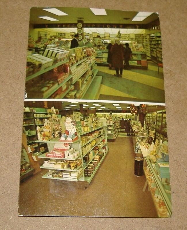 c1965 Wisconsin Rapids Wisconsin Postcard Interior Of Church's Drug Store WI
