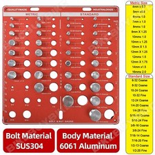 Thread Gauge 34x Nut & Bolt Thread Checker Identifier Aluminum Inch &Metric Set