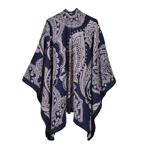 Lujo Cachemira Como Poncho Manta Envoltura Chal Bufanda Capa Anacardo Abrigo Superior Invierno - Imagen 14 de 21