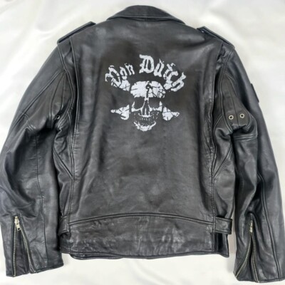 Von Dutch ブラックレザージャケット　XL Vintage Von Dutch Leather Mens XL Jacket Motorcycle Racing