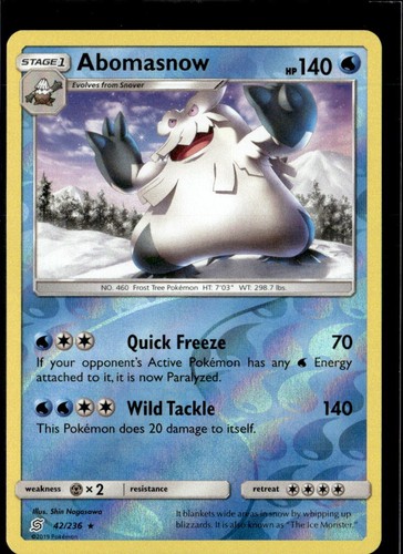 Pokemon Abomasnow 42/236 Unified Minds Reverse Holo Rare