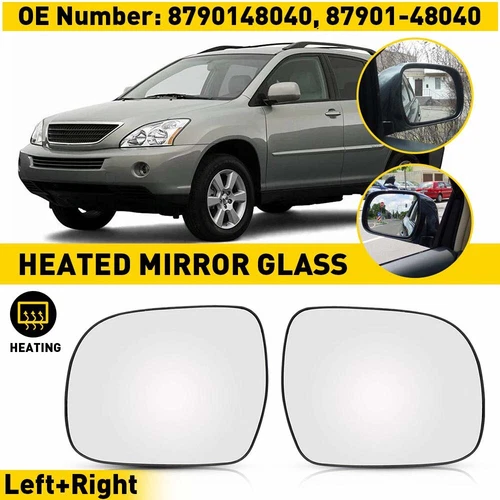Set of 2 Door Rear View Mirror Heated Glass For 2004-09 Lexus RX300/330/350/400H