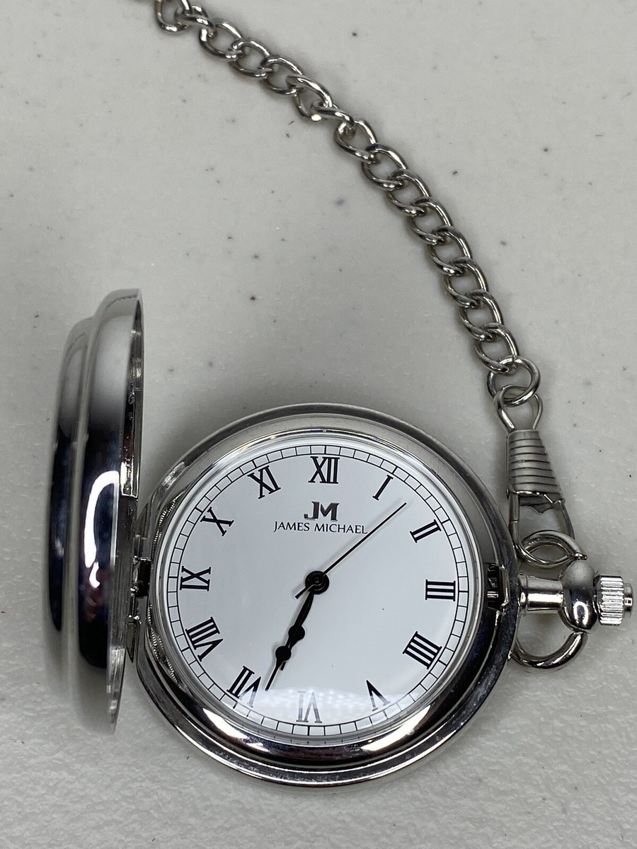 Men\'s Pocket Watch Half Dollar JAMES MICHAEL Great Condition New Without Box . Polished Silvertone Pocket Watch with Genuine Liberty Half  main image 2
