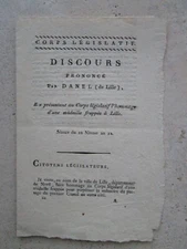 Speech 1804 by Danel: Tribute to a BONAPARTE medal minted in Lille.