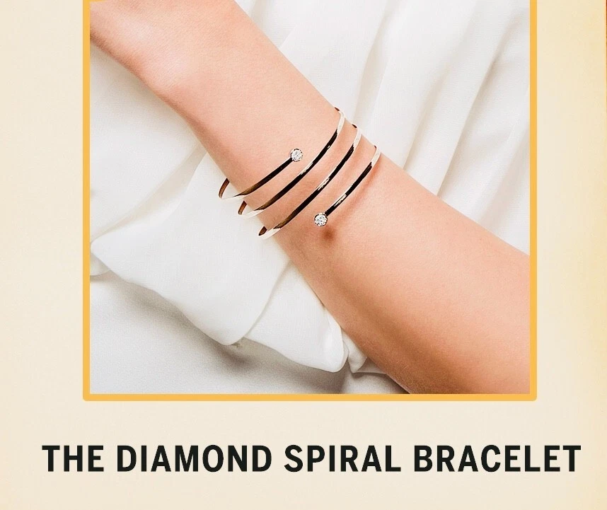 Brazalete Omega Espiral Pulido Oro Amarillo 14k con Diamantes Naturales 0,14ct Foto 2 de 3