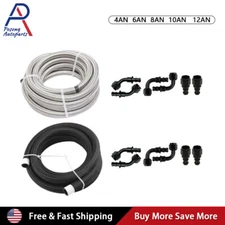 10ft Braided CPE Fuel Oil Line & 4/6/8/10/12AN Push Lock Hose End Fittings Kit