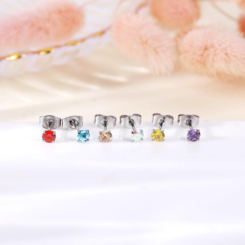 1 Pair 20G Stainless Steel Stud Earrings CZ Ear Studs Cartilage Piercing Jewelry - Picture 20 of 33