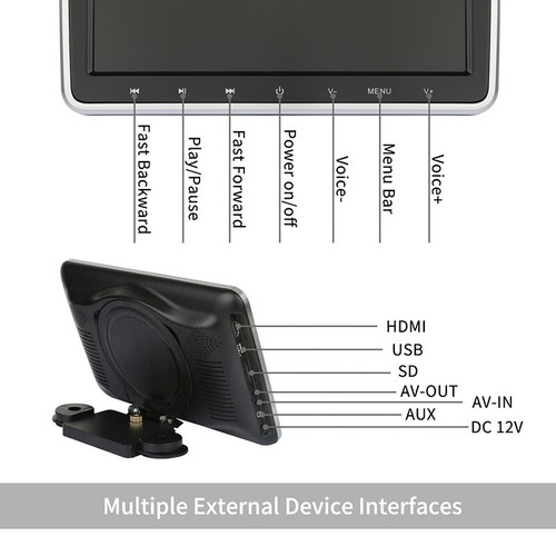 10.1" Car DVD Player Headrest Mount Rear Seat Monitor Video AV in & Out USB SD - Picture 4 of 12