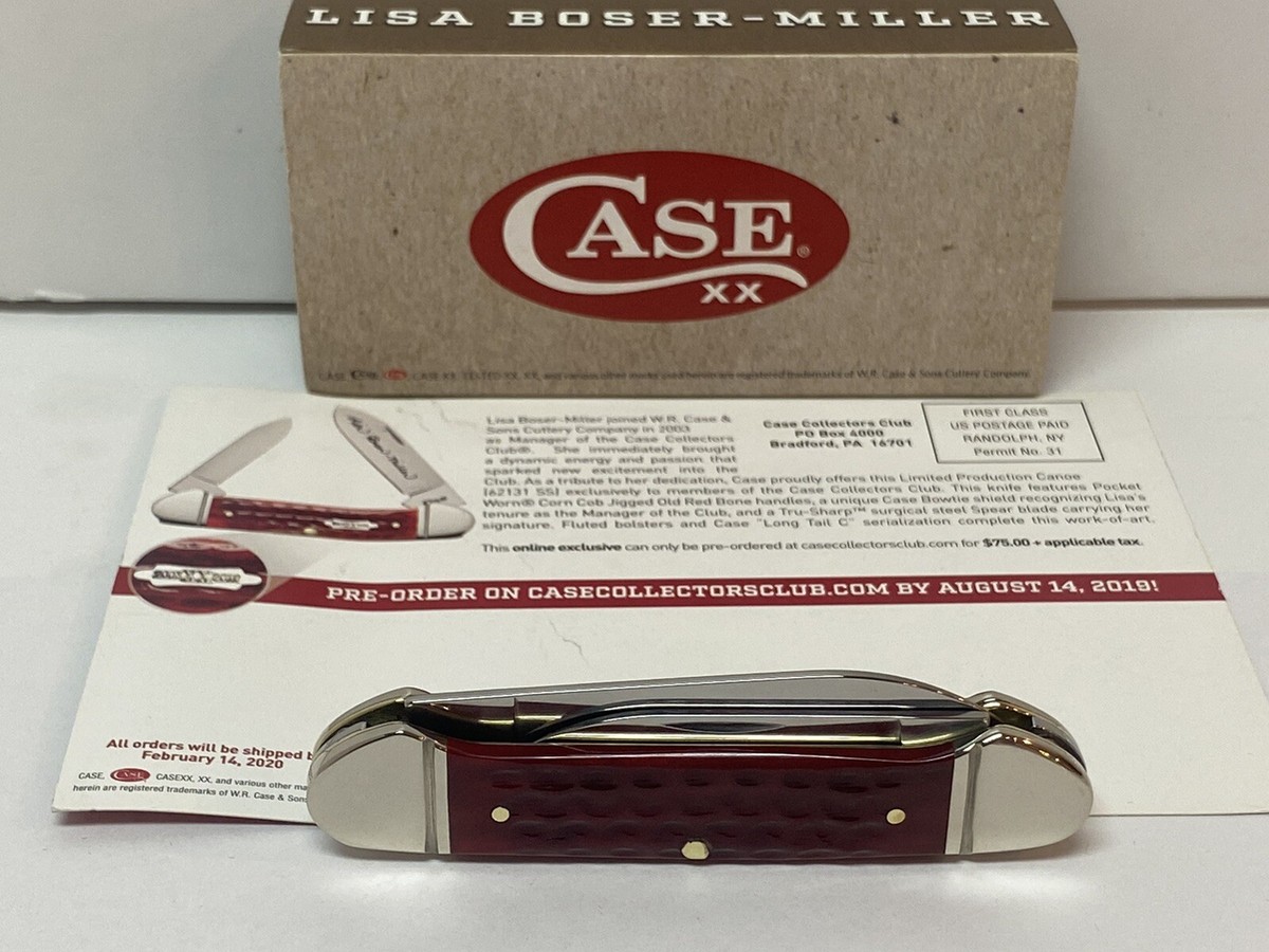 CASE XX CLUB EXCLUSIVE LISA MILLER OLD RED POCKET WORN KNIFE CANOE
