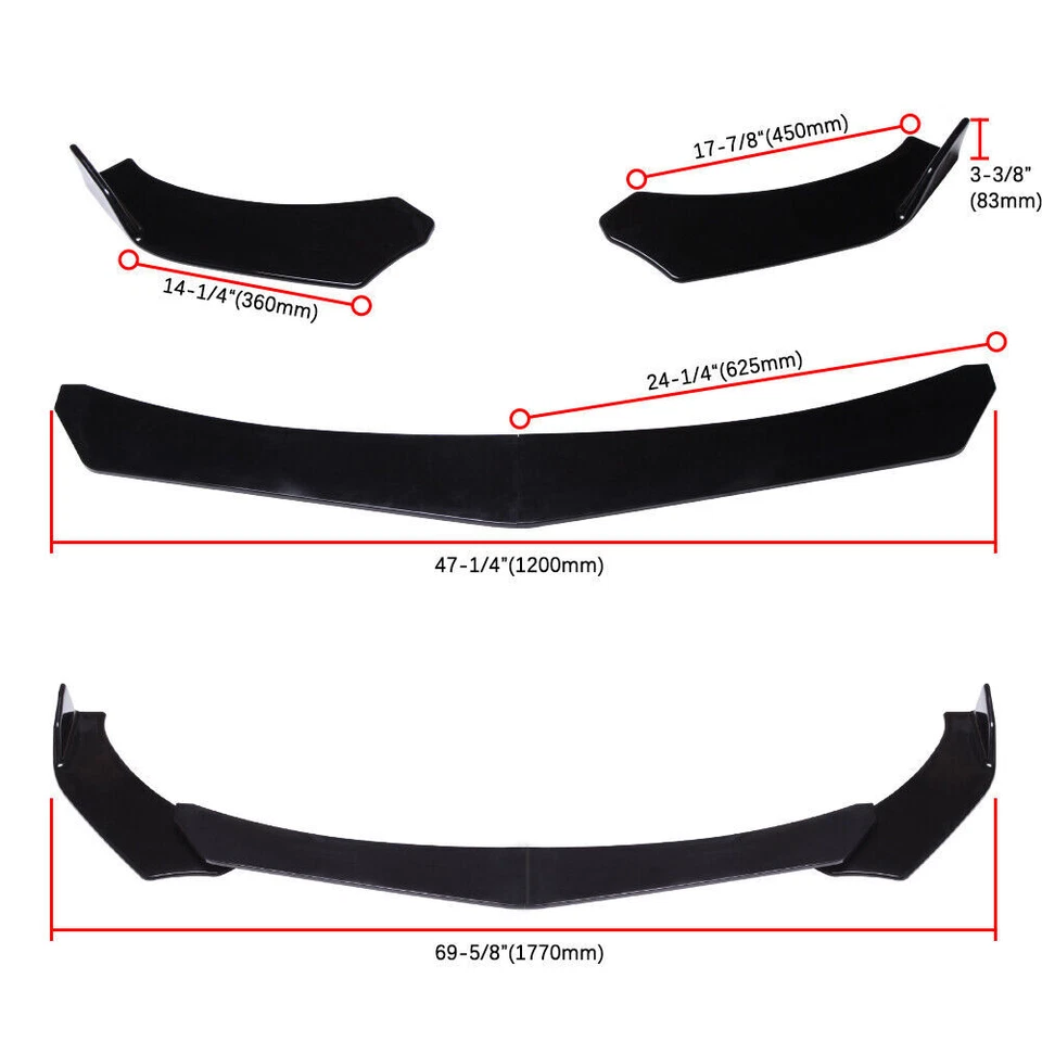 Car Front Bumper Lip Splitter Spoiler+2xStrut Rods For BMW E90 E91 E92 325i 335i Foto 4 de 4