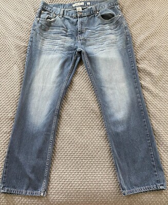 Old Skool Mens Jeans Size 40/31 Blue Straight Fit Denim