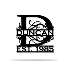 Personalized Family Name Metal Signs, Custom Monogram Sign Front Door Wall Decor