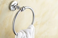 Chrome Brass Wall Mounted Bathroom Towel Holder Round Towel Ring Hanger 2ba805