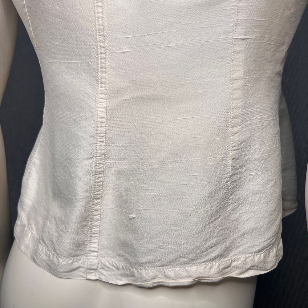 Finity Raw Silk Collared Top Shell Buttons Off Wh… - image 6