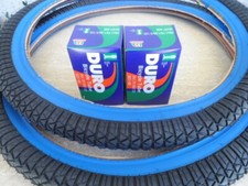 20x1.95 BMX Bike Tires for Street Road Slick Includes Tubes NEW Blue Wall 20"