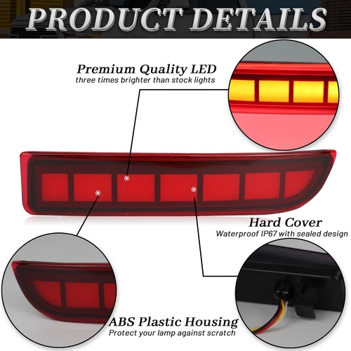 For Toyota RAV4 2006-2012 Red Lens LED Rear Bumper Reflector Light Brake Lamps - Bild 7 von 7