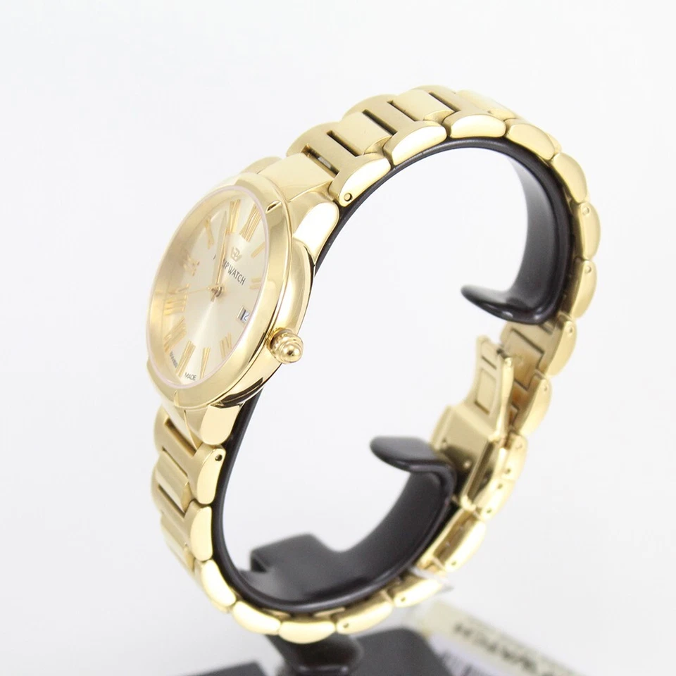 Reloj Philip para mujer Corley acero PVD oro amarillo hecho en Suiza con indicador de fecha Foto 4 de 4