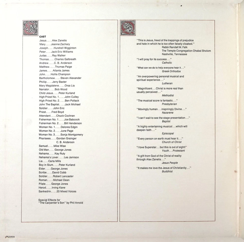 THE CARPENTER'S SON A MUSICAL DRAMATIZATION OF LIFE OF CHRIST 2-LP SET 187-85 - Image 3 of 4